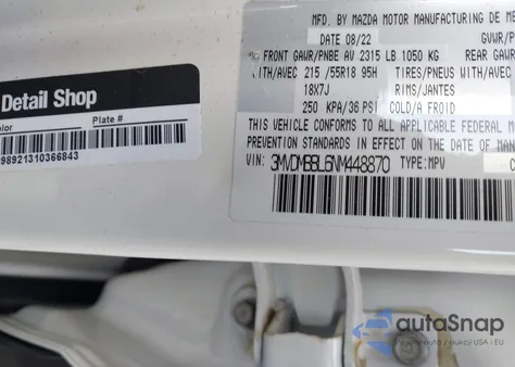 2022 Mazda Cx-30 Select z USA, uszkodzony, nr VIN 3MVDMBBL6NM448870